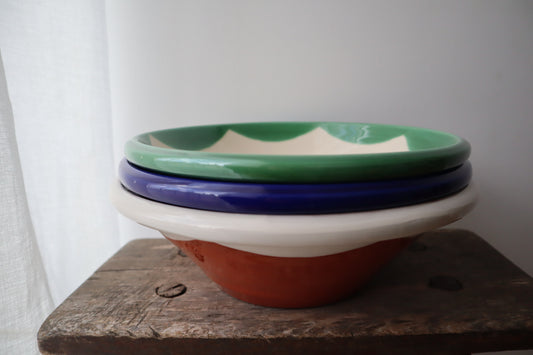 Bowl "alguidar" L | blue green white wave