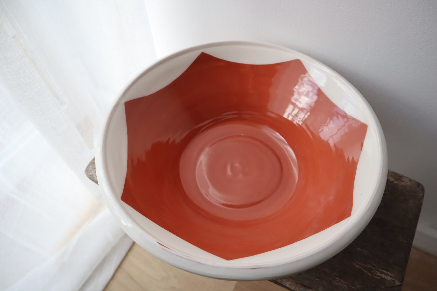 Bowl "alguidar" L | blue green white wave