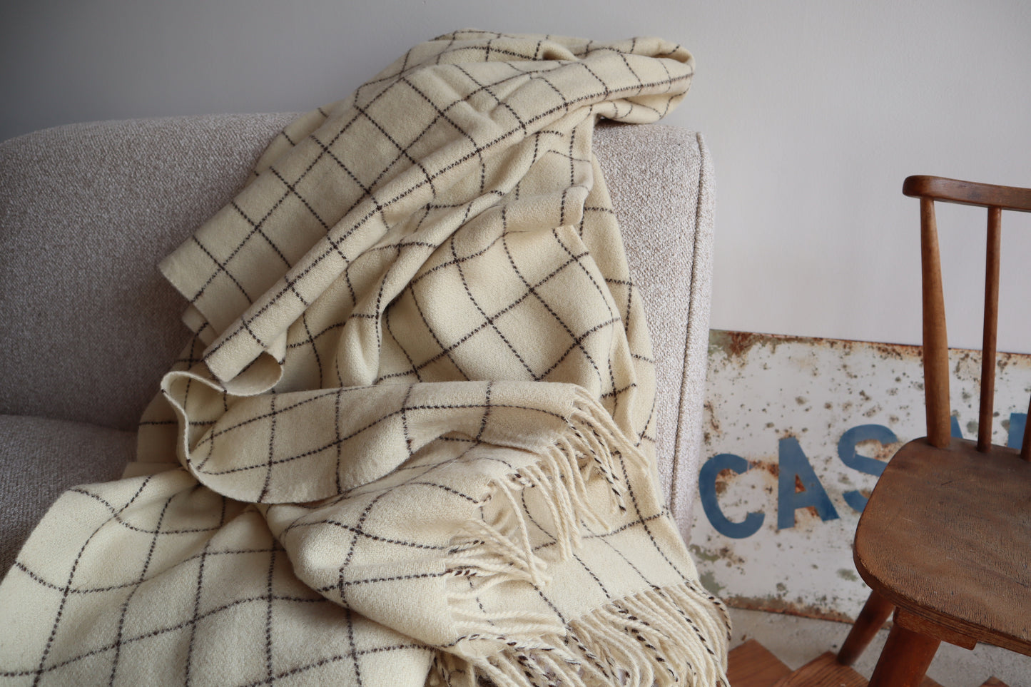 wool blanket "diamond" | white
