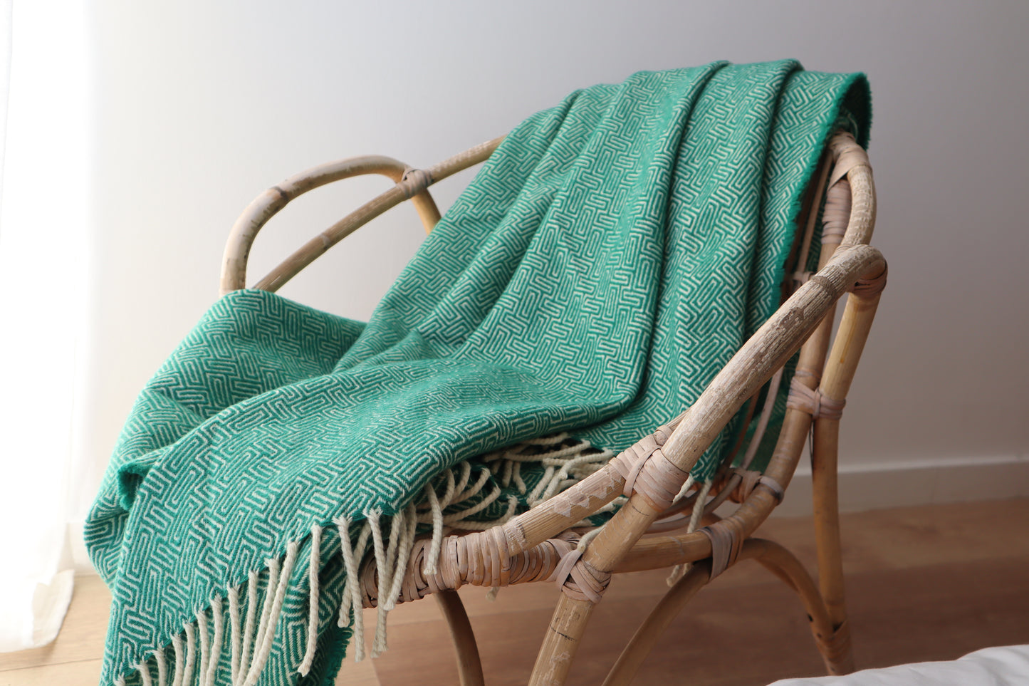 Wolldecke "labirinto" | grün & olive