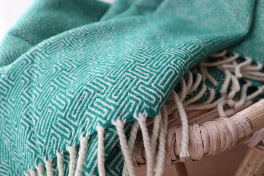 Wool blanket "labirinto" | green & olive