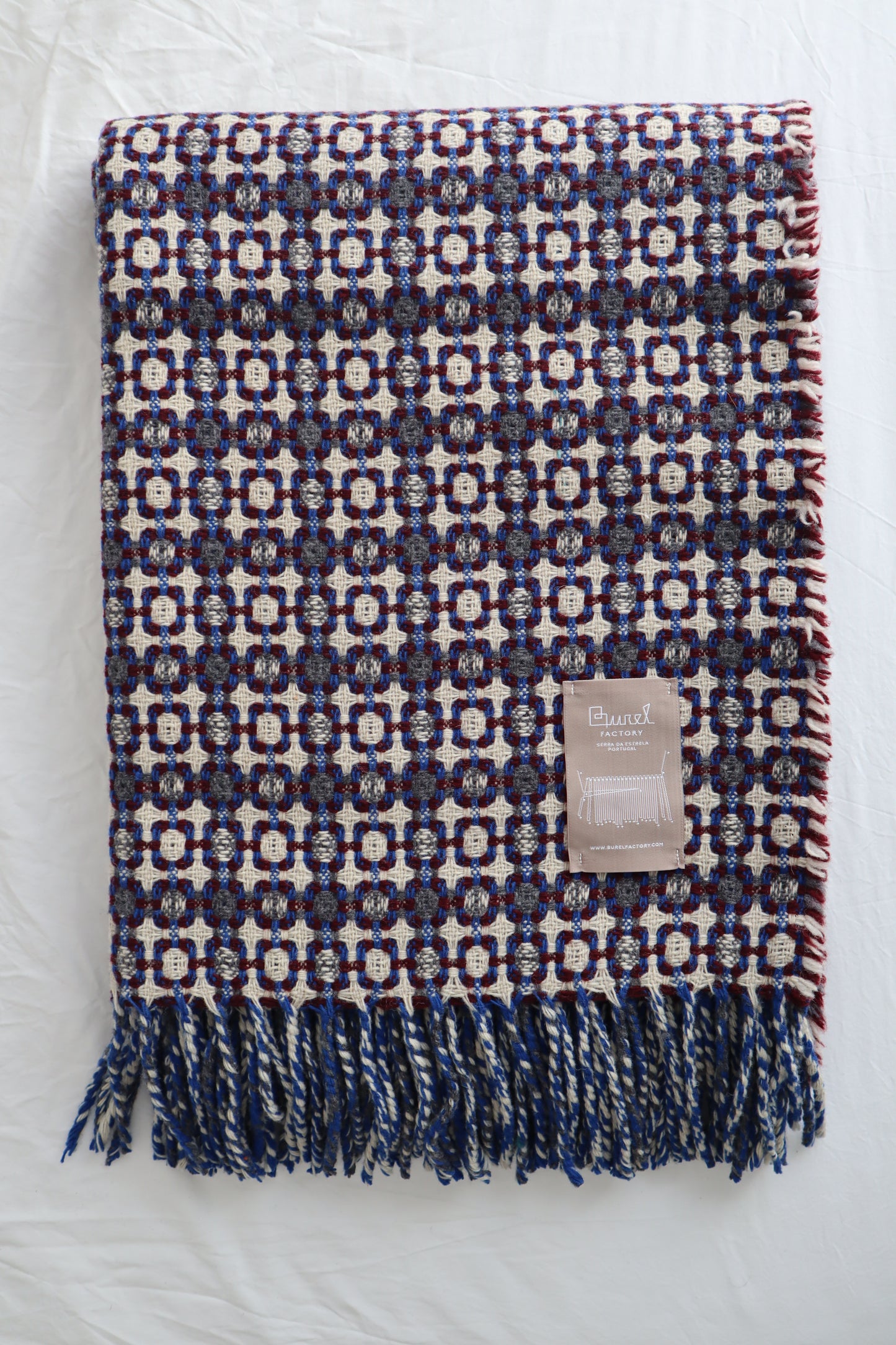 Wool blanket "vintage 1974" | blue-burgundy