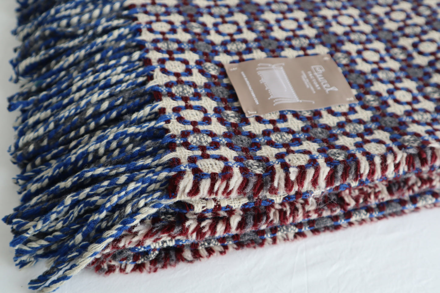 Wool blanket "vintage 1974" | blue-burgundy