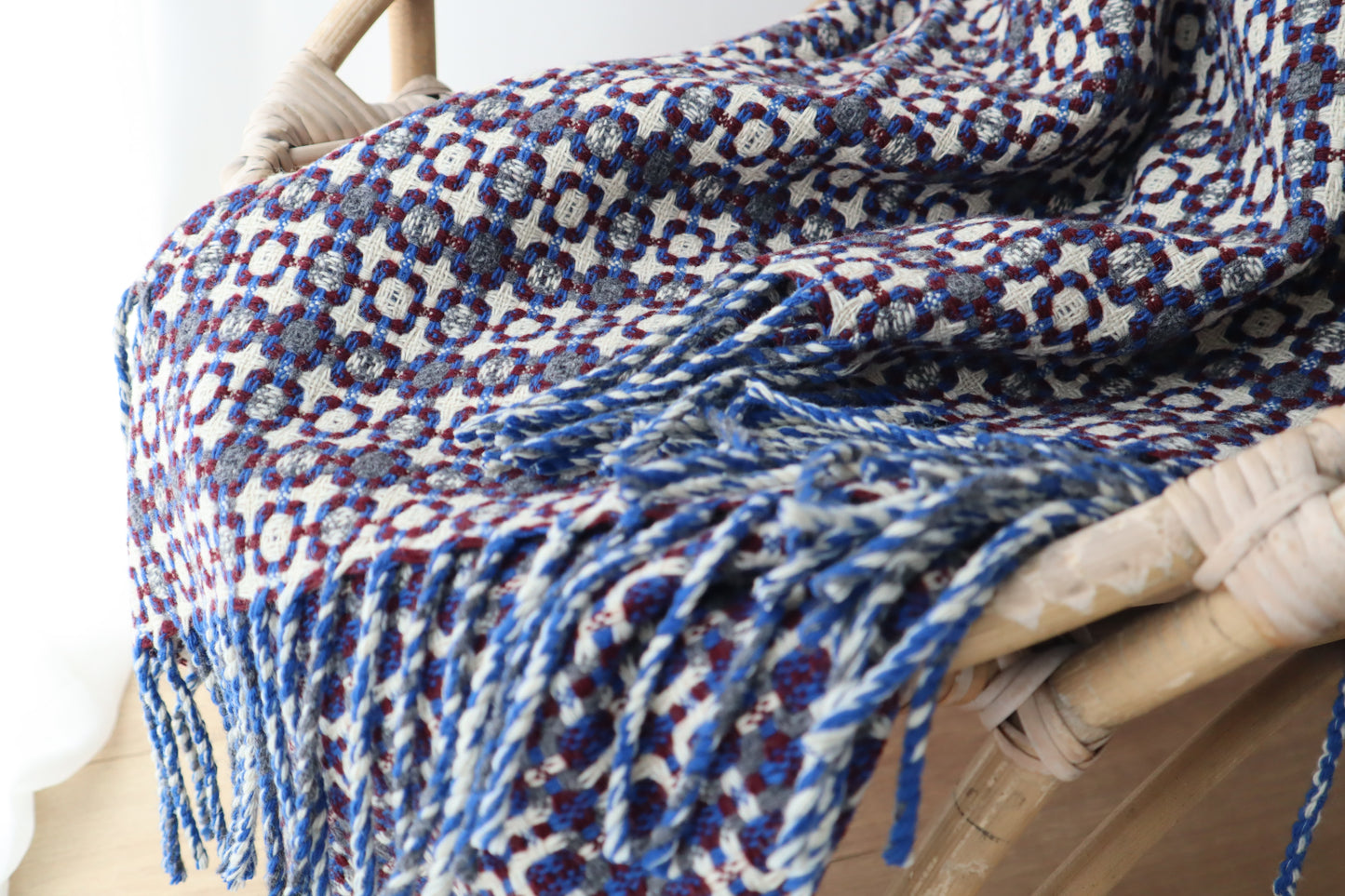 Wool blanket "vintage 1974" | blue-burgundy