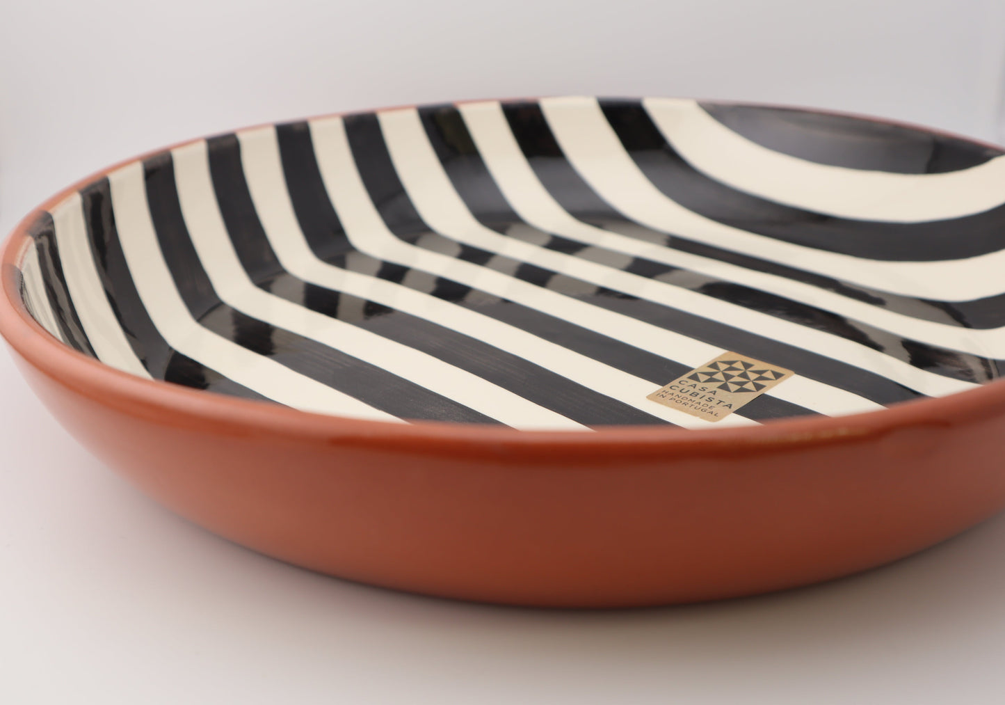 large bowl | stripe | black and white