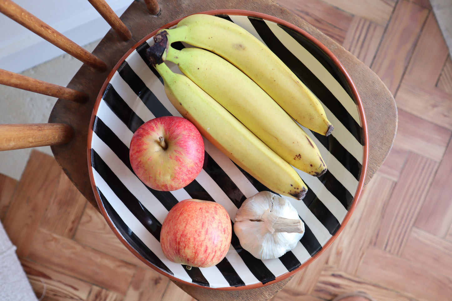 large bowl | stripe | black and white