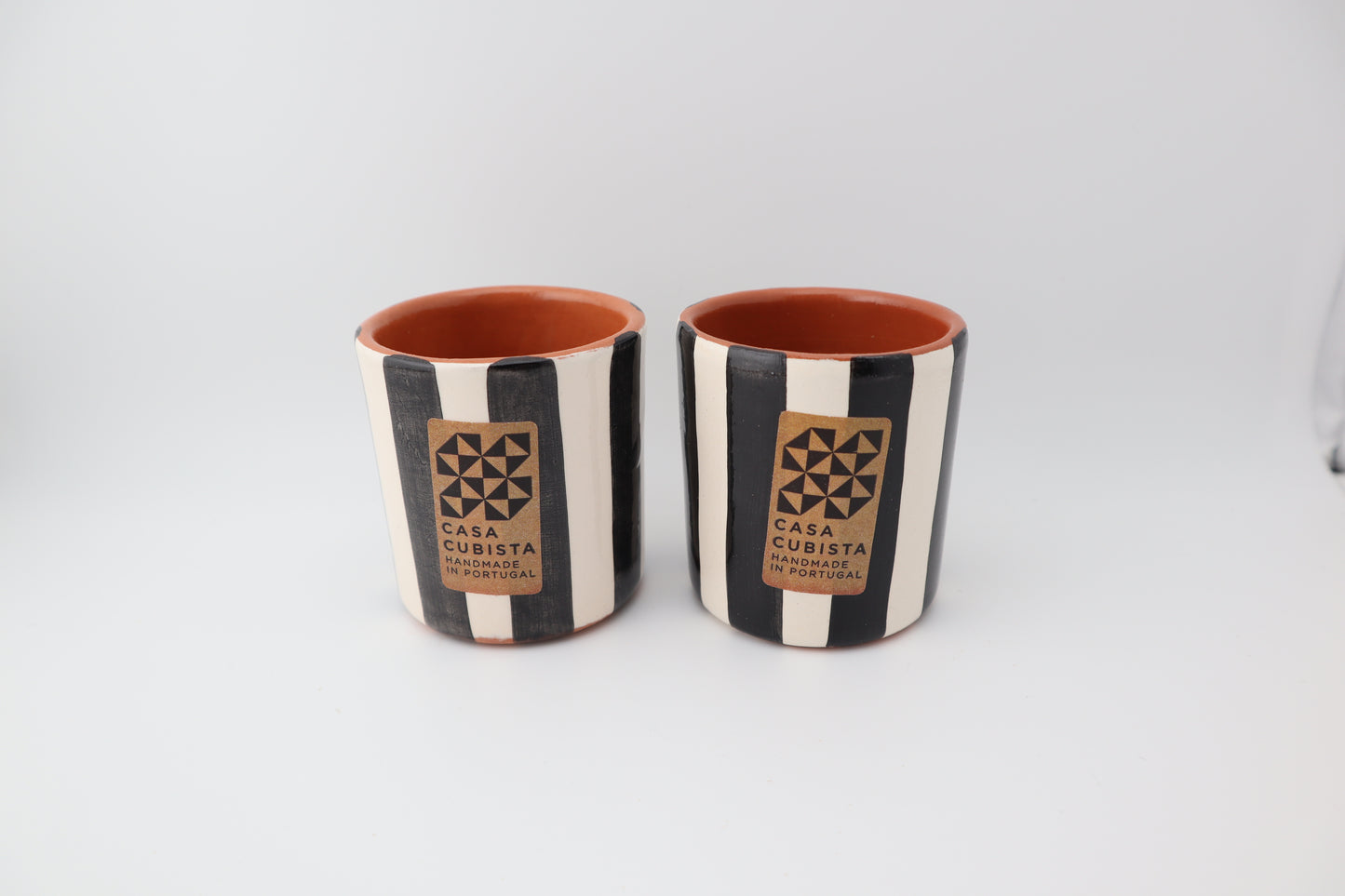 Kleine Becher | 2er Set | stripe | schwarz