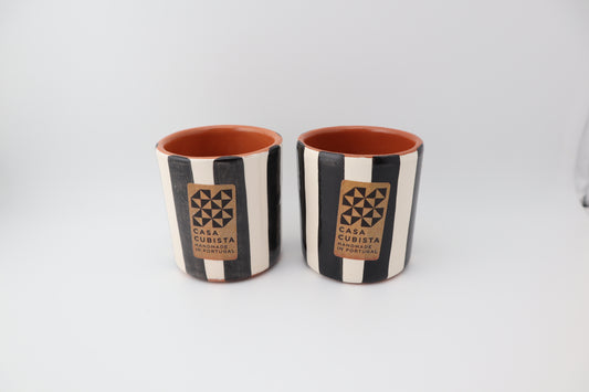 Small cups | set of 2 | stripe | black