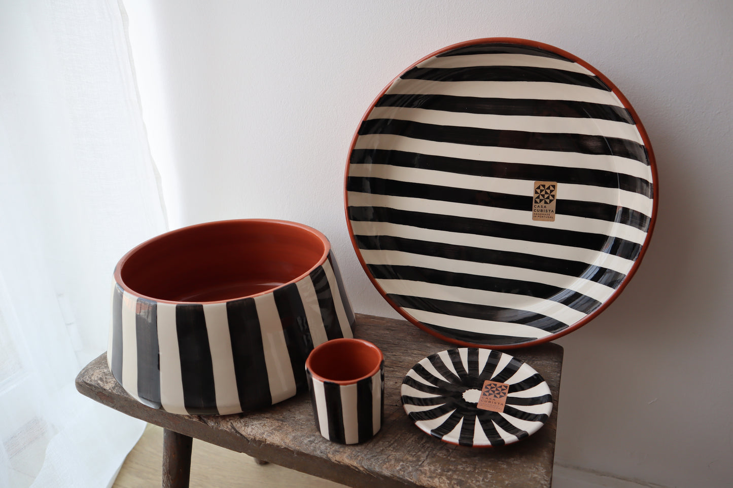 large bowl | stripe | black and white