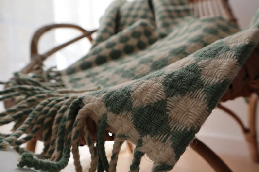 wool blanket "azulejo" | mint green-cream