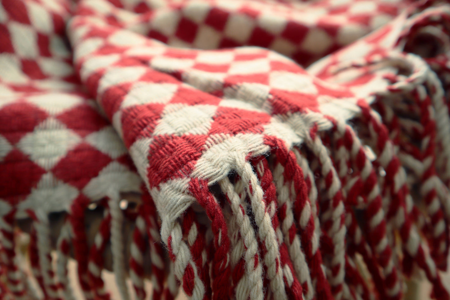 wool blanket "azulejo" | red-white