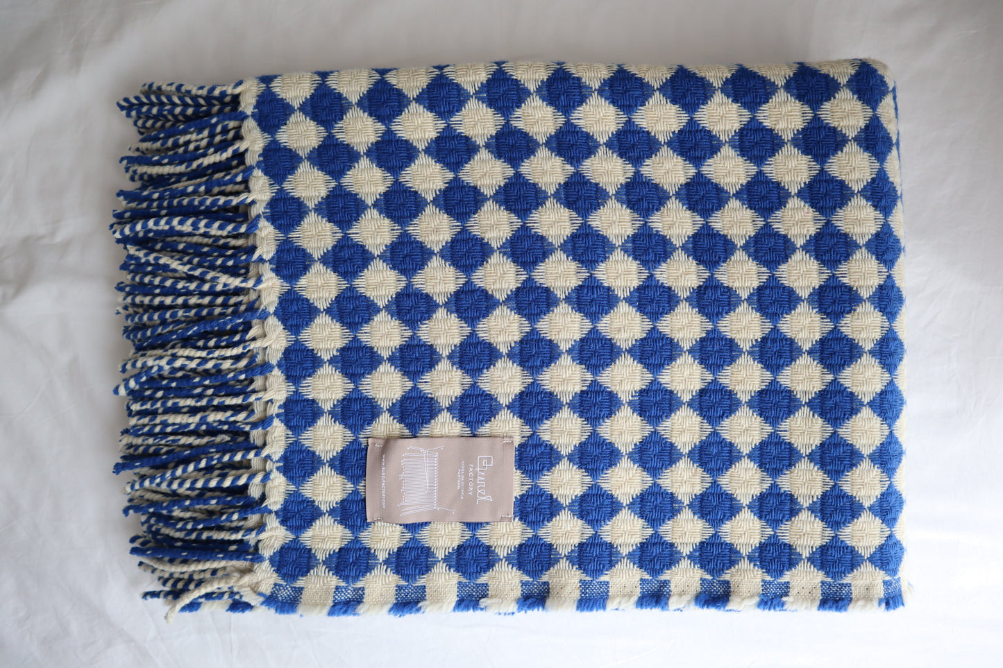 Wool blanket "vintage 1974" | blue-burgundy