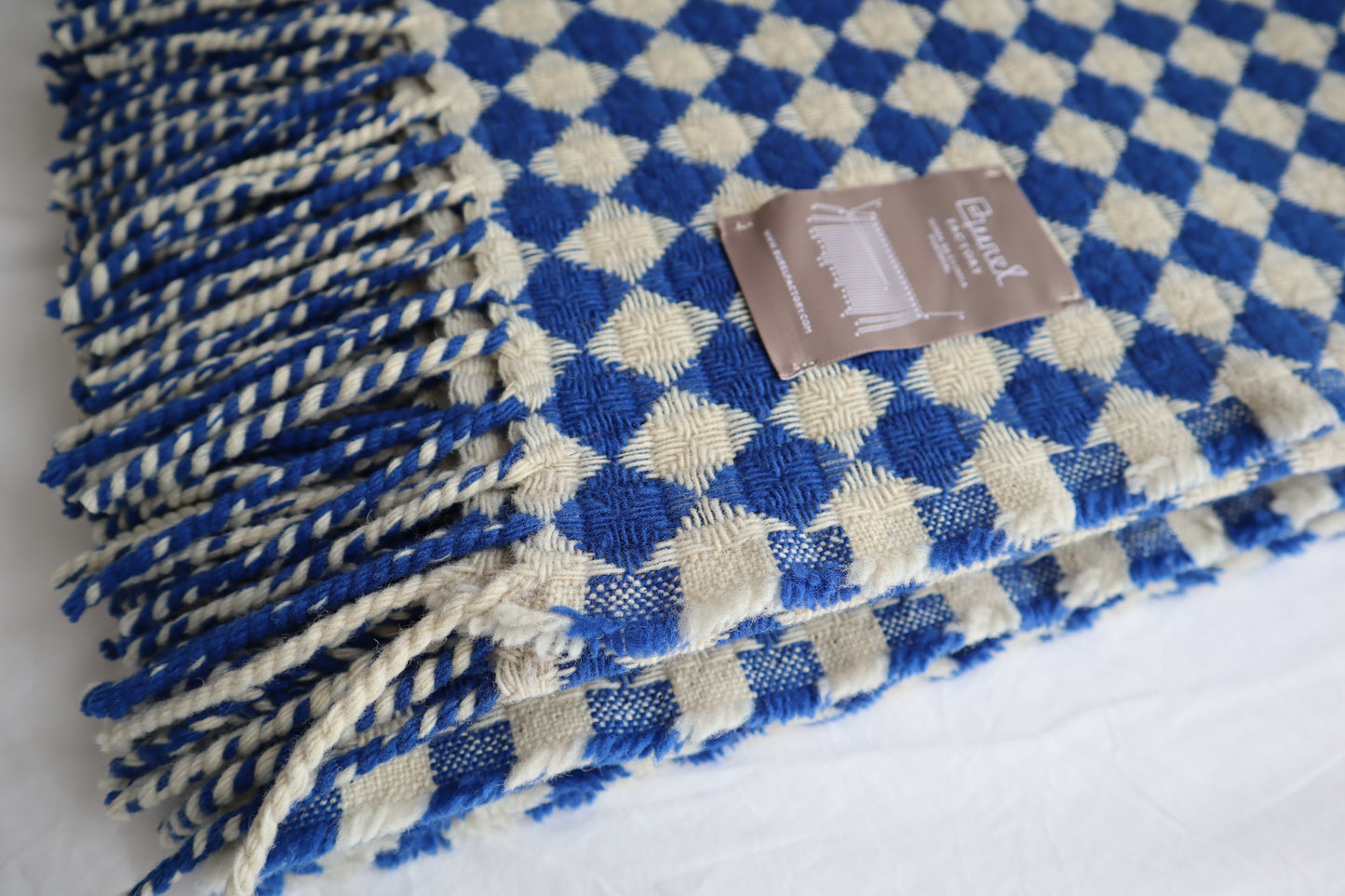 Wool blanket "vintage 1974" | blue-burgundy