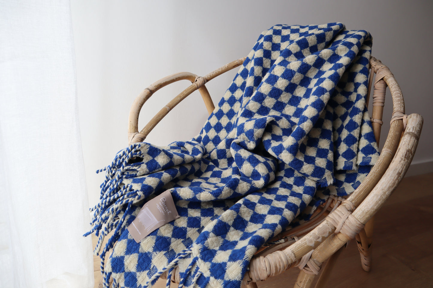Wool blanket "vintage 1974" | blue-burgundy