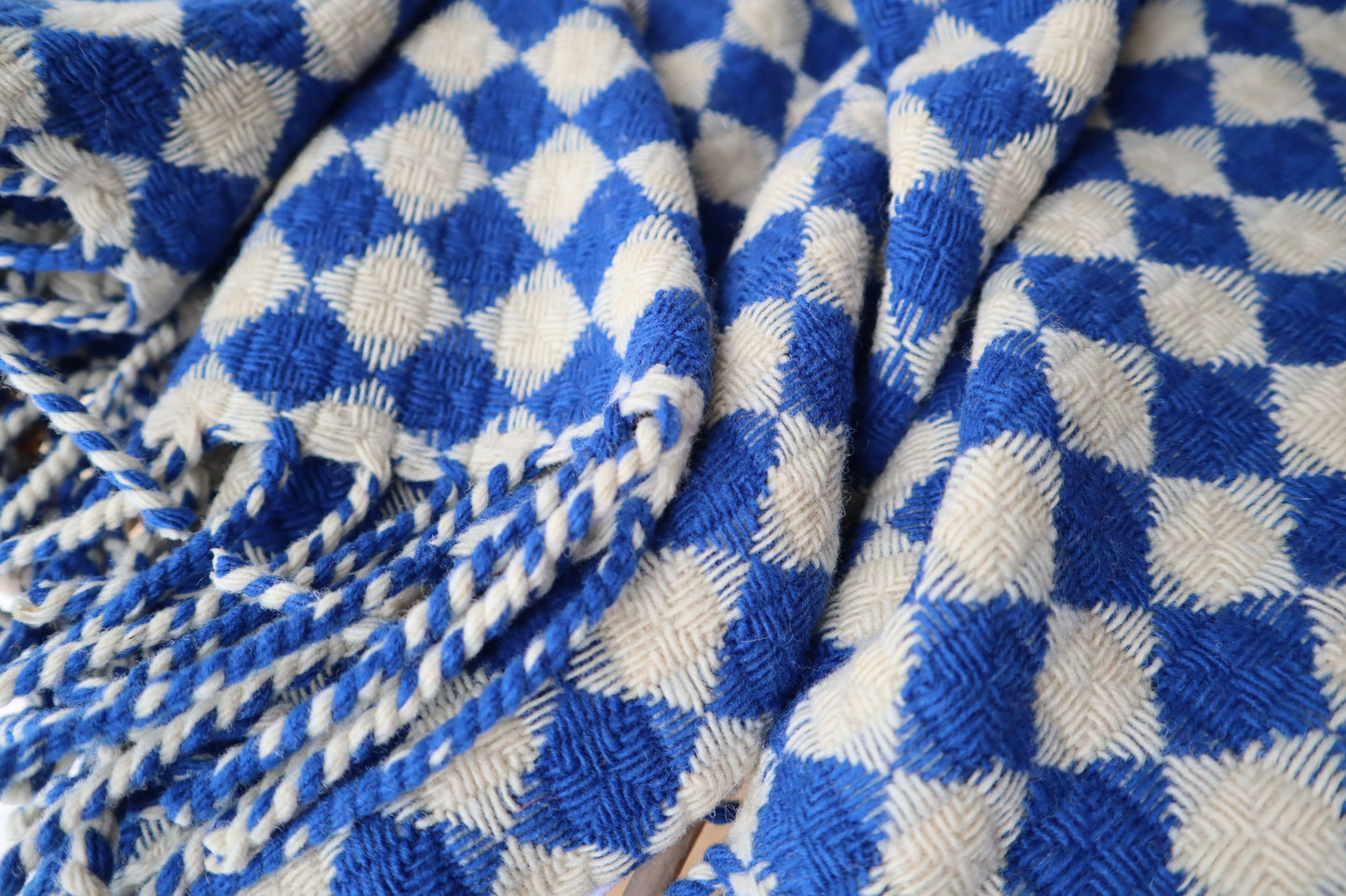 Wool blanket "vintage 1974" | blue-burgundy