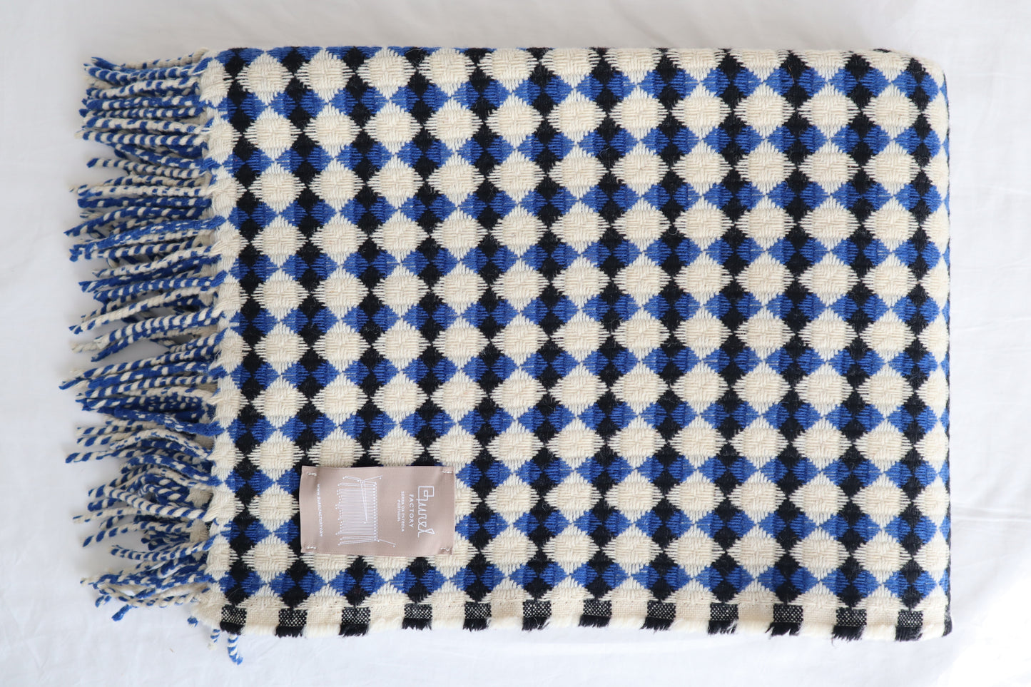 Wool blanket "vintage 1974" | blue-burgundy