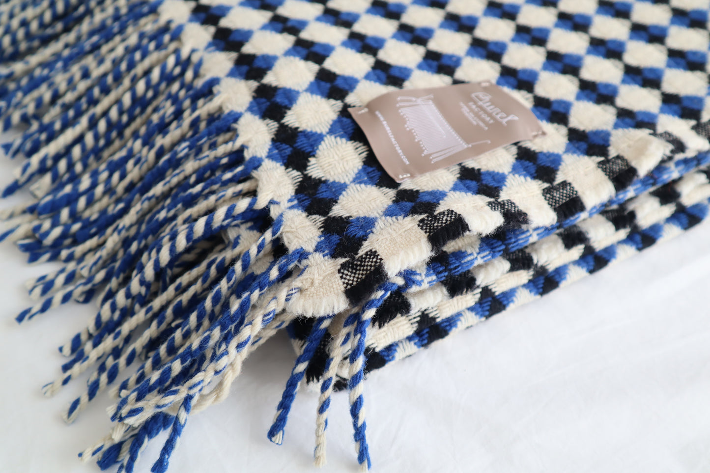 Wool blanket "vintage 1974" | blue-burgundy