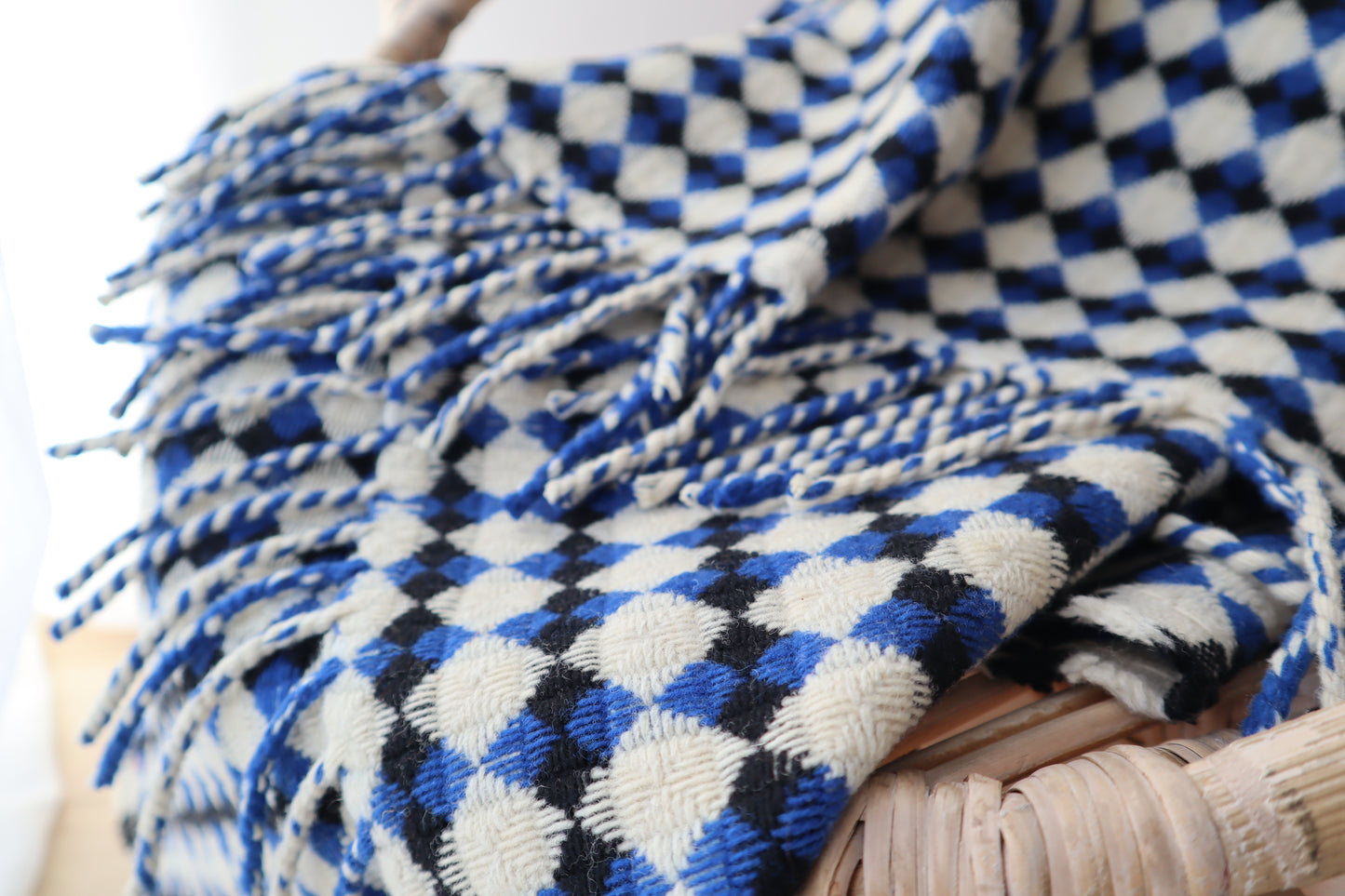 Wool blanket "vintage 1974" | blue-burgundy