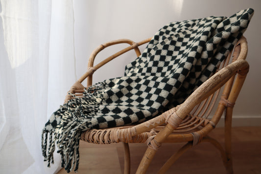 wool blanket "azulejo" | dark green-white