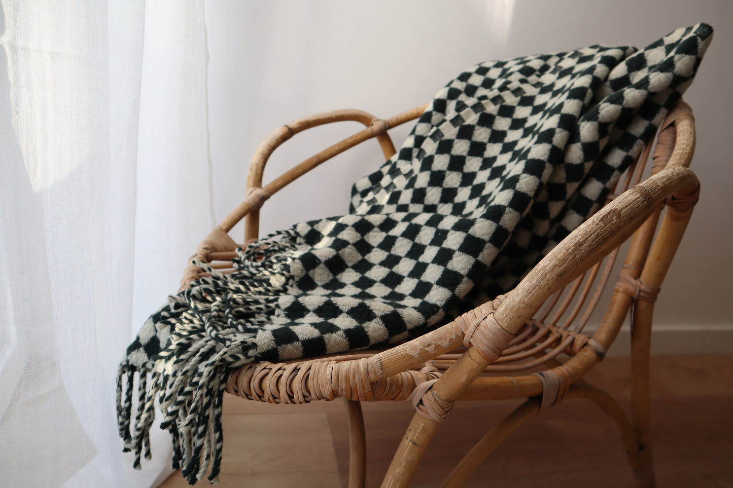Wool blanket "vintage 1974" | blue-burgundy