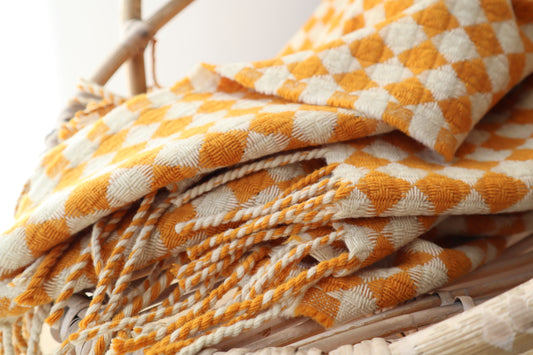 Wool blanket "vintage 1974" | blue-burgundy
