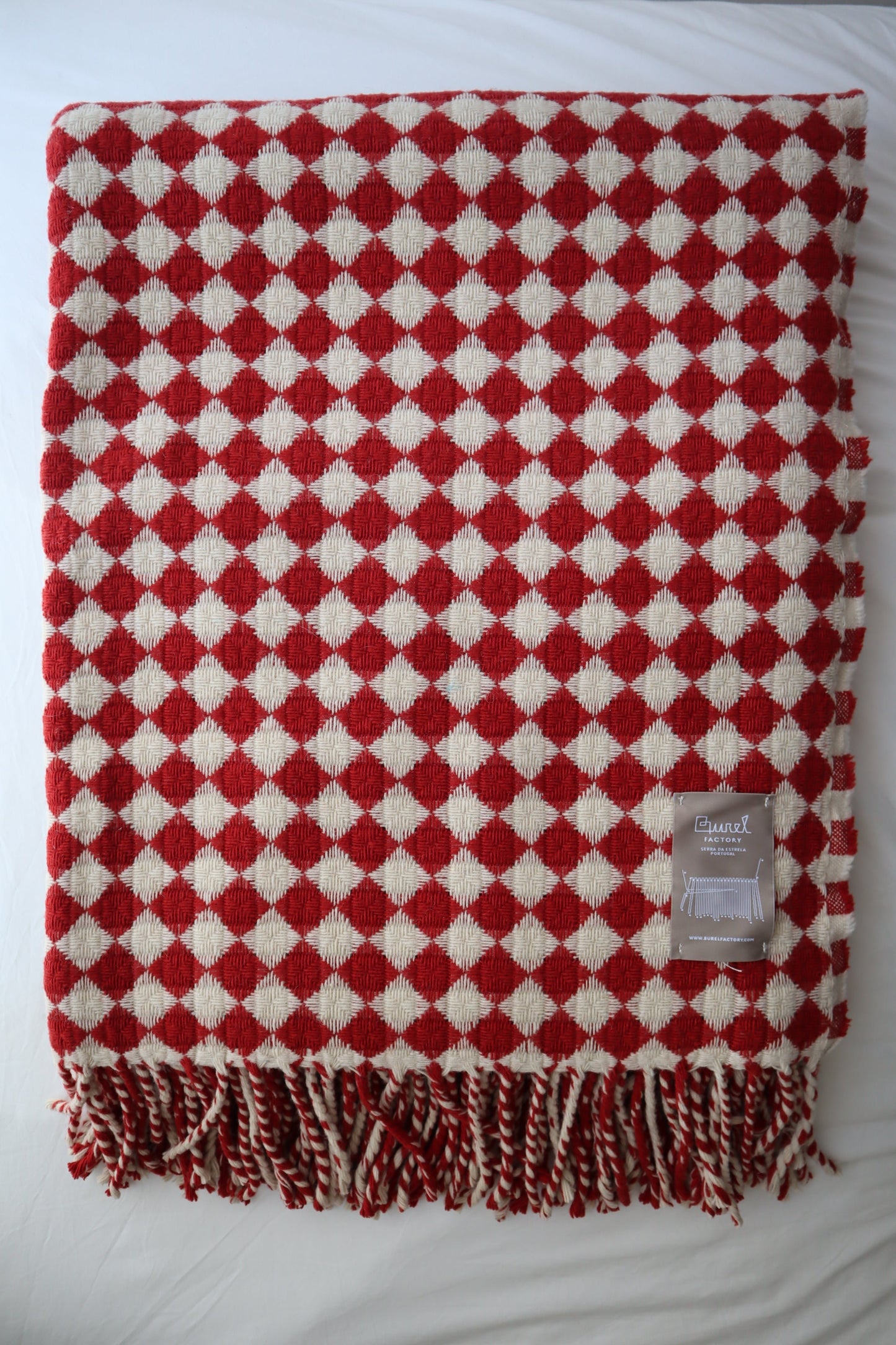 wool blanket "azulejo" | red-white