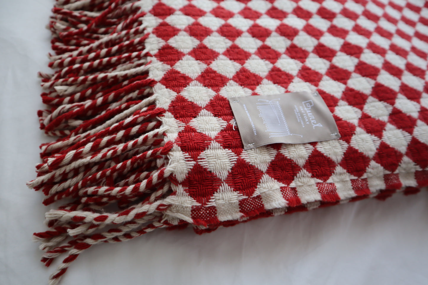 wool blanket "azulejo" | red-white