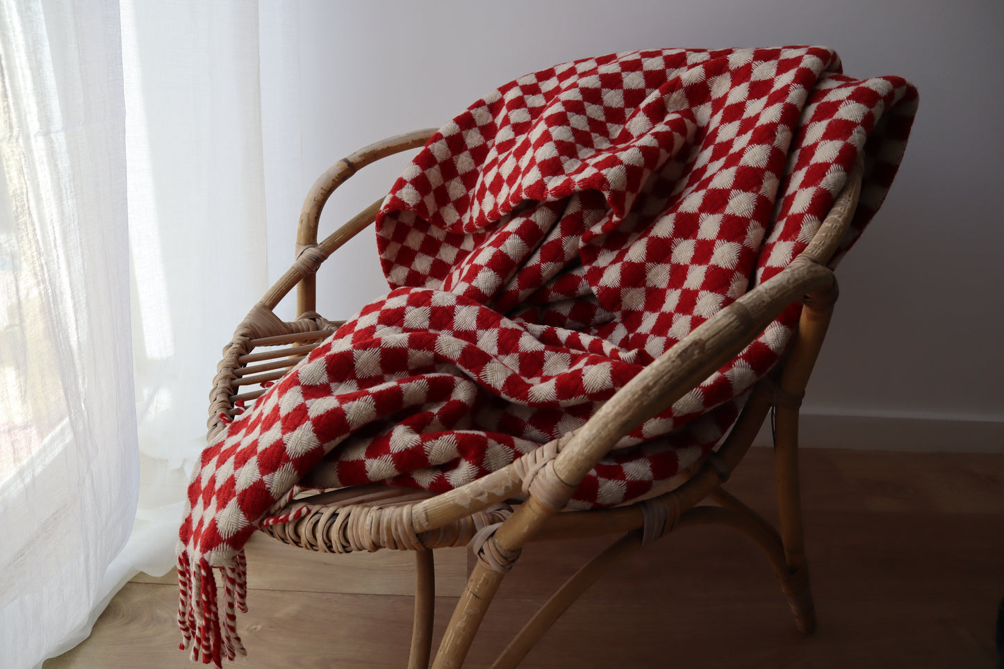 wool blanket "azulejo" | red-white