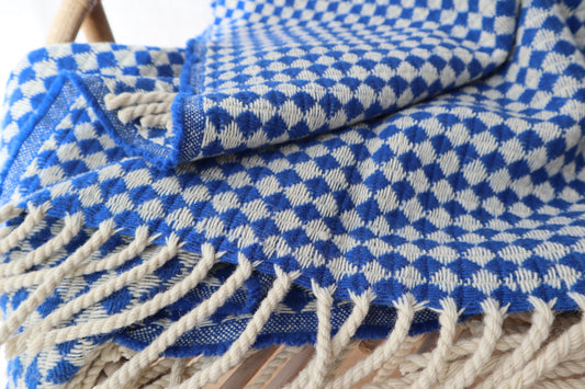 Wool blanket "vintage 1974" | blue-burgundy