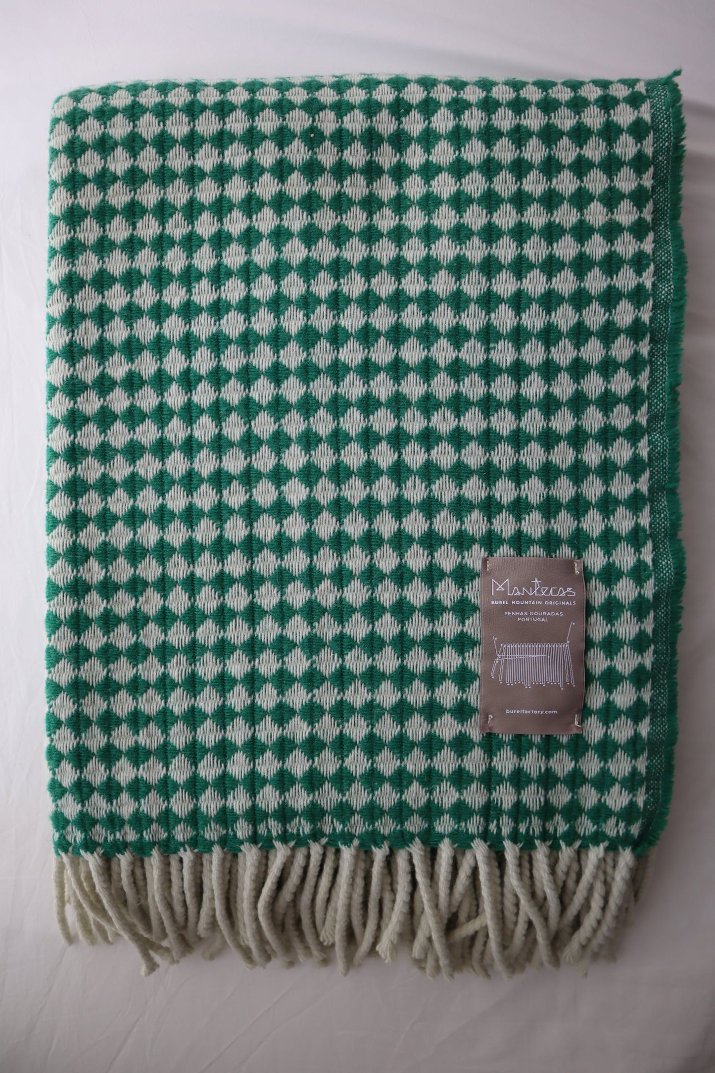 wool blanket "azulejo mini" | green-white