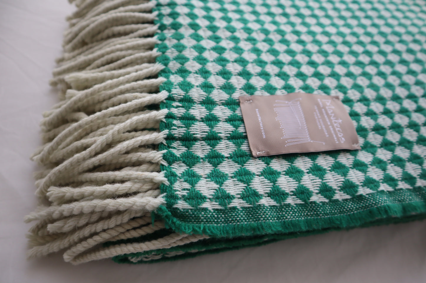 wool blanket "azulejo mini" | green-white