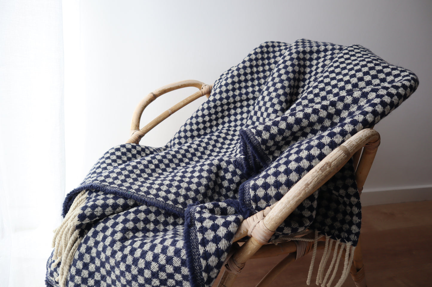 Wool blanket "vintage 1974" | blue-burgundy