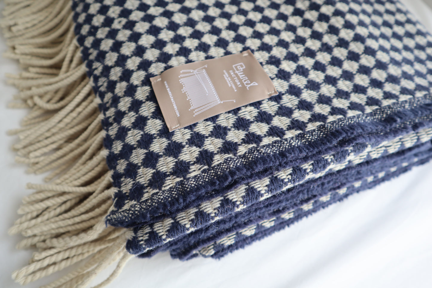 Wool blanket "vintage 1974" | blue-burgundy
