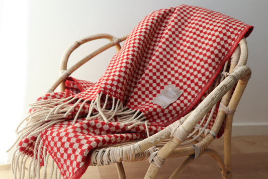 wool blanket "azulejo mini" | red-white