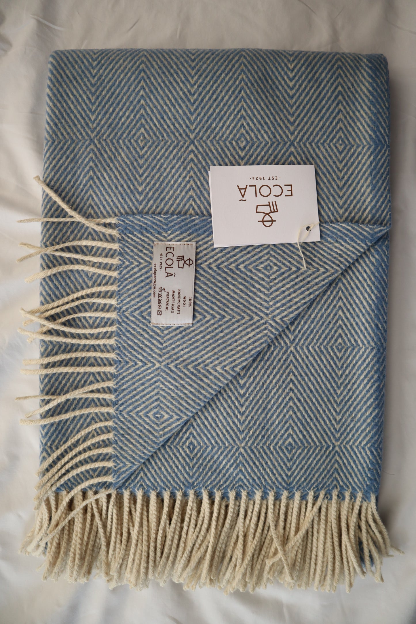 wool blanket "diamond" | light blue