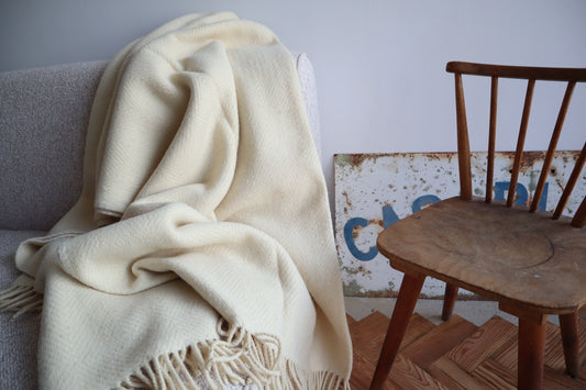 wool blanket "diamond" | white