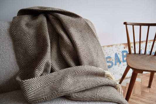 wool blanket "diamond" | lighter brown