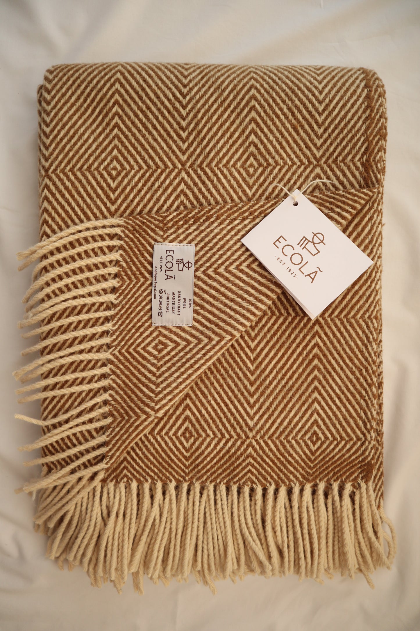 wool blanket "diamond" | golden brown