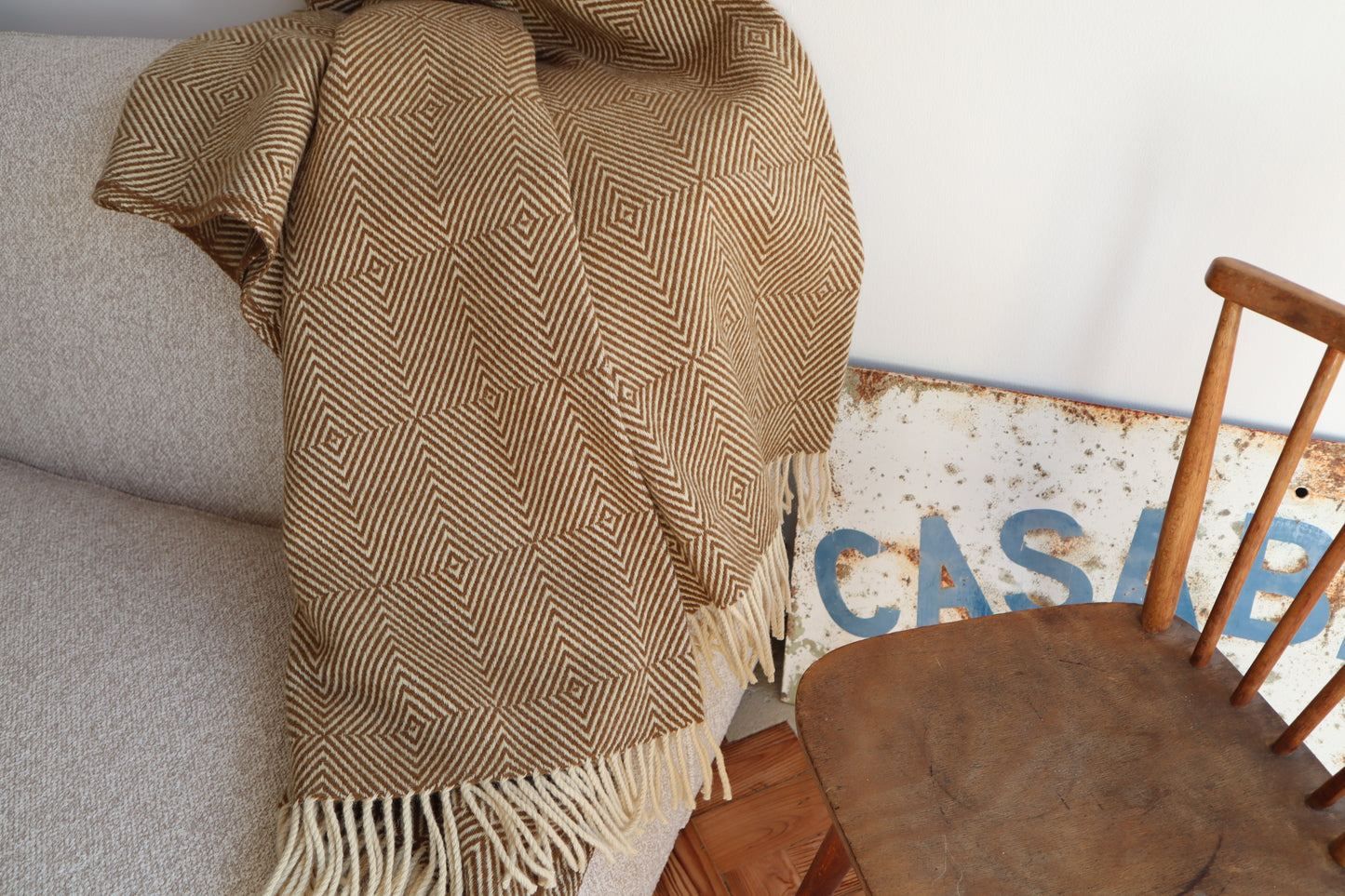 wool blanket "diamond" | golden brown