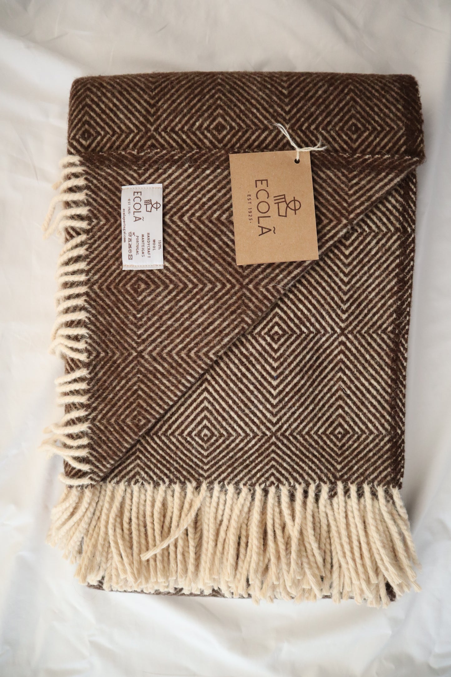 wool blanket "diamond" | darker brown