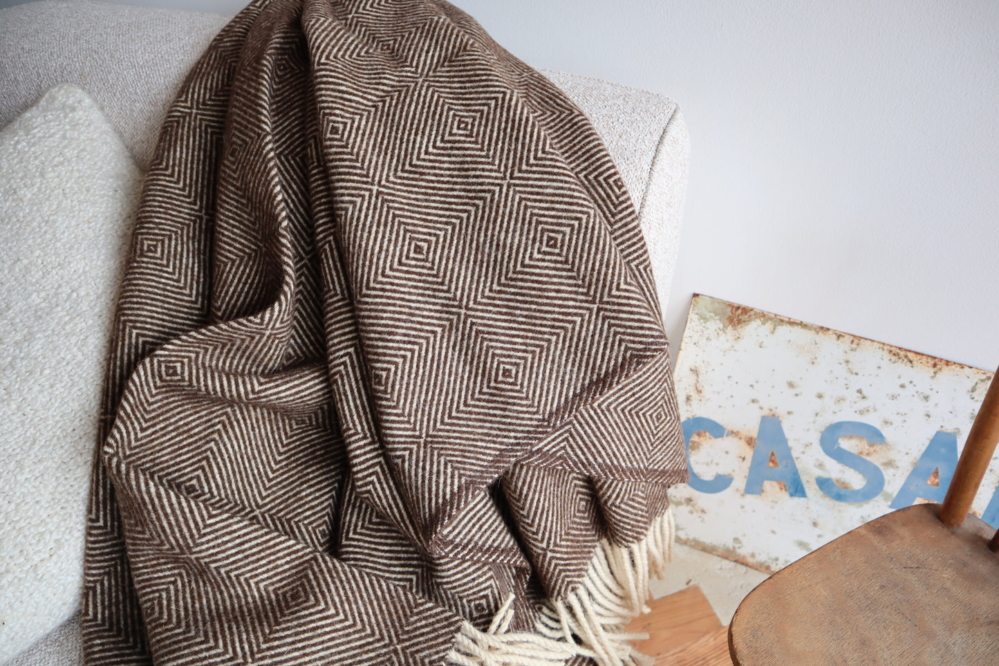 wool blanket "diamond" | light blue