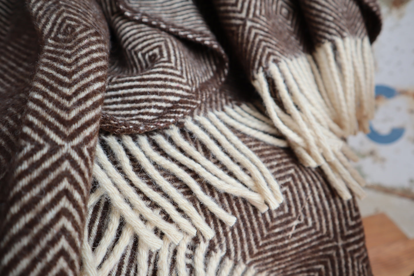 wool blanket "diamond" | darker brown