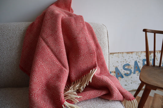 wool blanket "diamond" | light blue