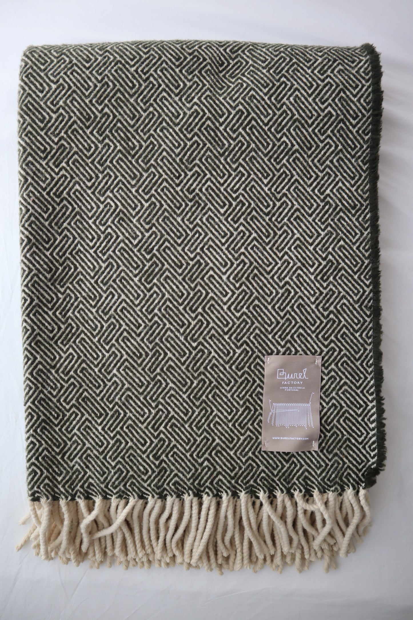 wool blanket "labirinto" | olive green