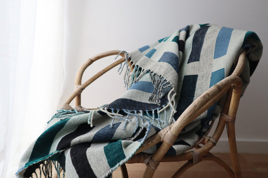 Wool blanket "hotel" | blue and green